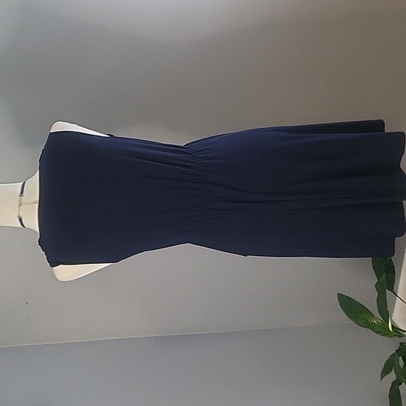 Nik and Nash Navy Blue V-Neck Mock Wrap Sleeveless Summer Dress - Size S - Picture 3 of 11